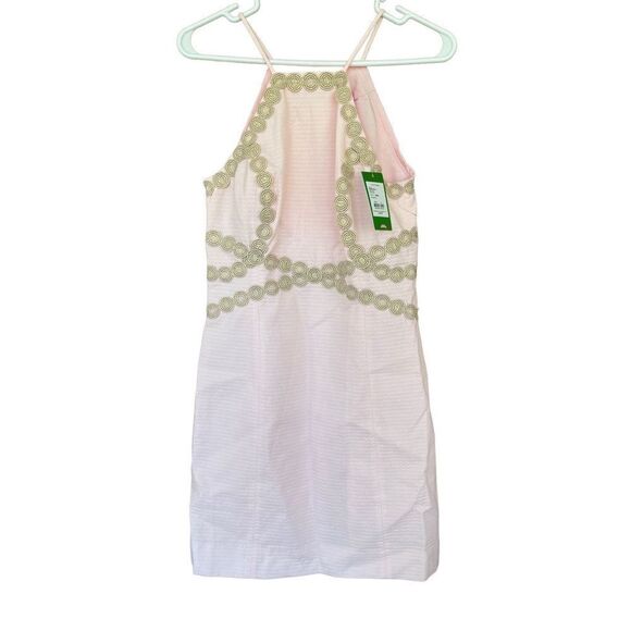 Lilly Pulitzer Womens Pink Gold Lace Pearl Paradise Tint Shift Halter Dress NWT - Picture 1 of 9